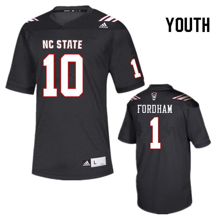 Youth #10 Caden Fordham North Carolina State Wolfpacks College Football Jerseys Stitched-Black